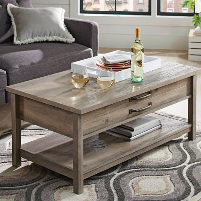 Better Homes & Gardens Modern Farmhouse Lift-Top Coffee Table, Rustic Gray Finish