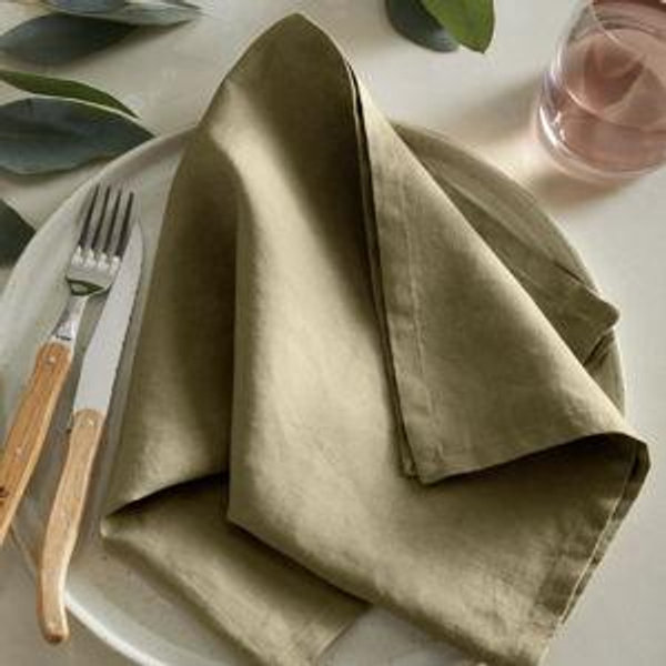 OLIVE European Linen Napkins (Set of 8)