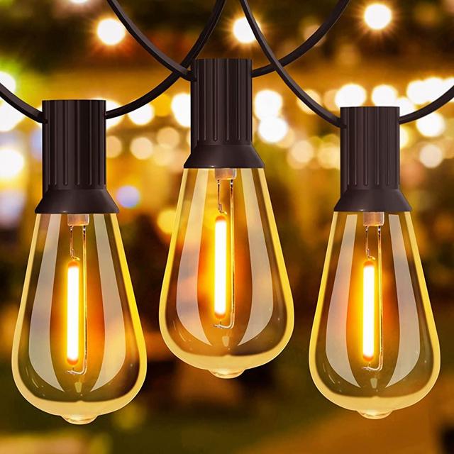 GLUROO Outdoor String Lights, 60FT LED Outdoor Patio Lights Waterproof with 30+2 Vintage Bulbs Shatterproof Energy Saving,2700K Hanging Edison String Lights Outside for Backyard,Bistro,Camping,Gazebo