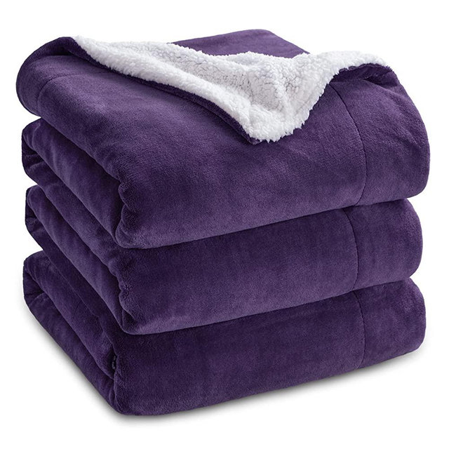 Bedsure Sherpa Fleece King Size Blanket for Bed - Purple Thick Fuzzy Warm Soft Large Blankets King Size, 108x90 Inches