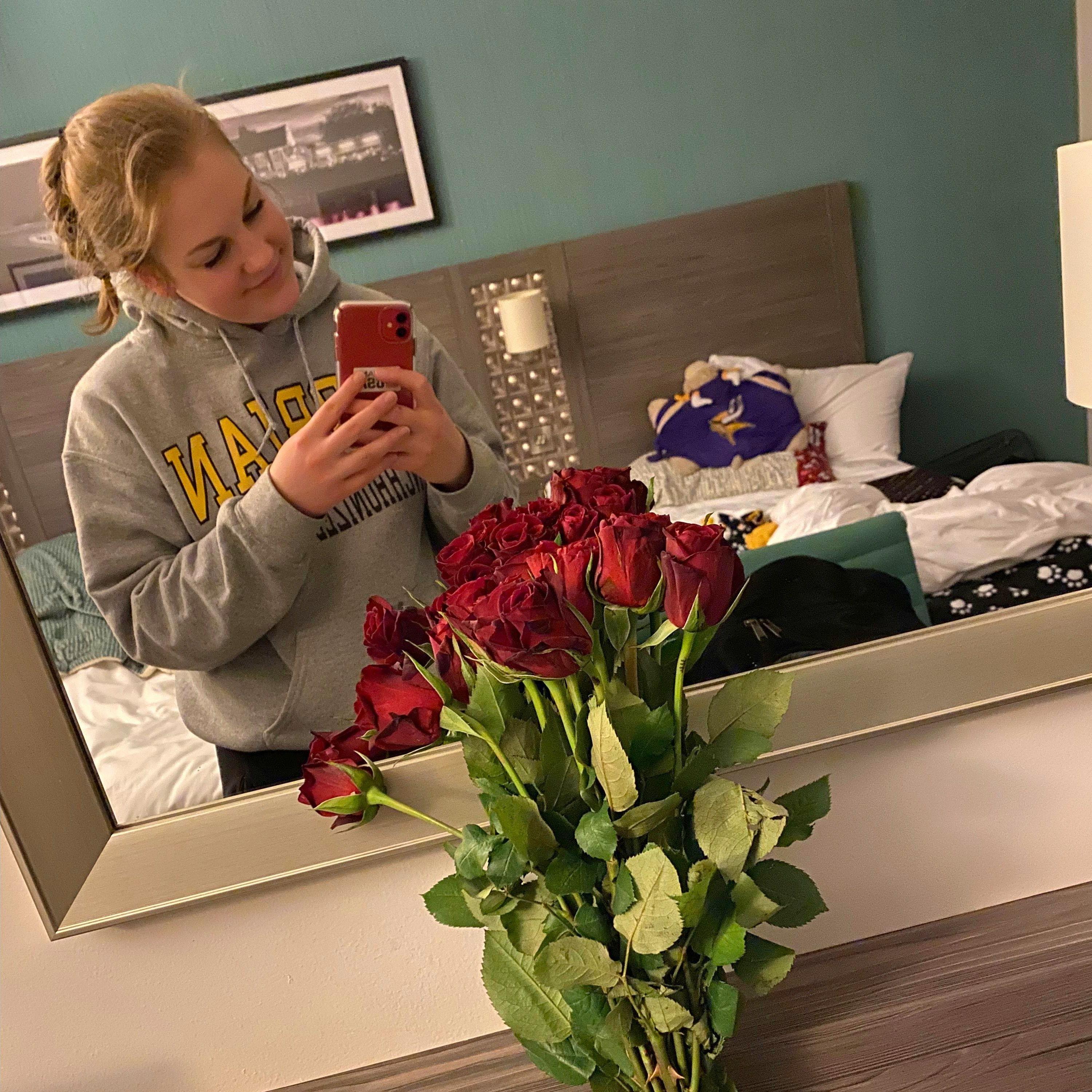 One day after Taylor and I started dating, I left on a 2 week skating trip to Europe. She found a way to give me flowers from all the way across the ocean. I knew then that I had to keep her.