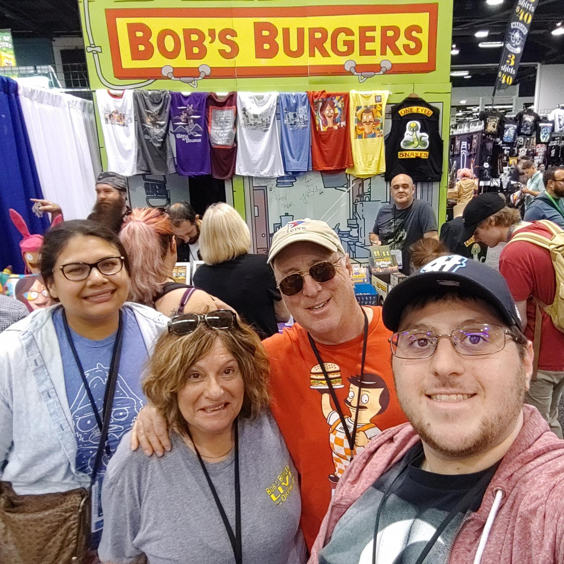 Visiting the Toddland booth decked out in Bob's Burgers gear when Harri took Olivia and his parents to Wondercon in Anaheim!