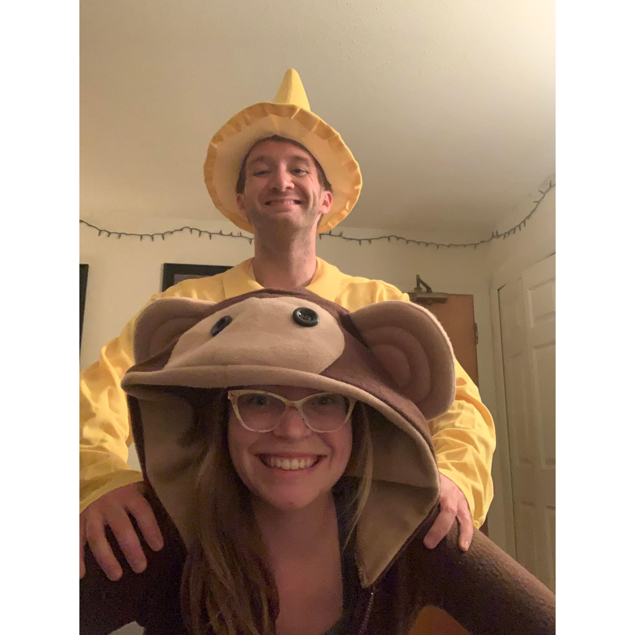 We were Curious George and the Man in the Yellow Hat for Halloween