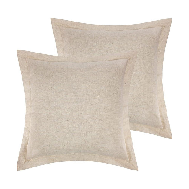 Levtex Home - Linen - Euro Shams Set of Two - (26x26in.), No Insert - Simple Linen-Style - Cotton Fabric