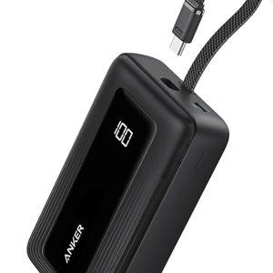 Anker Zolo Power Bank (2025 Upgraded Version), 20,000mAh 30W High-Speed Portable Charger with Built-in USB-C Cable, Battery Pack for iPhone 17/16 / 15 Series, Galaxy, and More