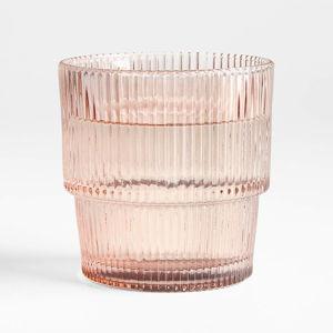 Pink Atwell Stackable Textured Ribbed Double Old-Fashioned Glass