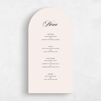 Beige Arch Wedding Menu - Wilmington