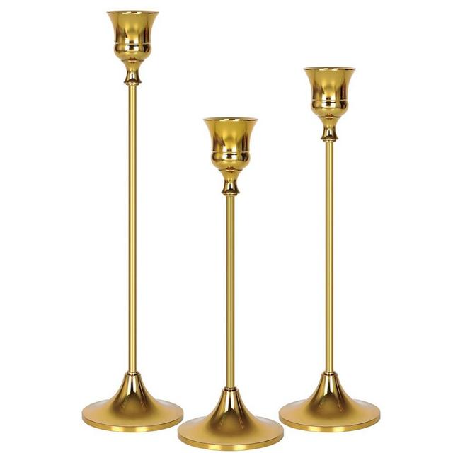 Gold Candlestick Holders - Taper Candle Holders Vintage Candlelight Dinner Metal Candlestick Holders for Reception Candlelight Dinner Ornaments, Wedding Ceremony, Party Home Décor