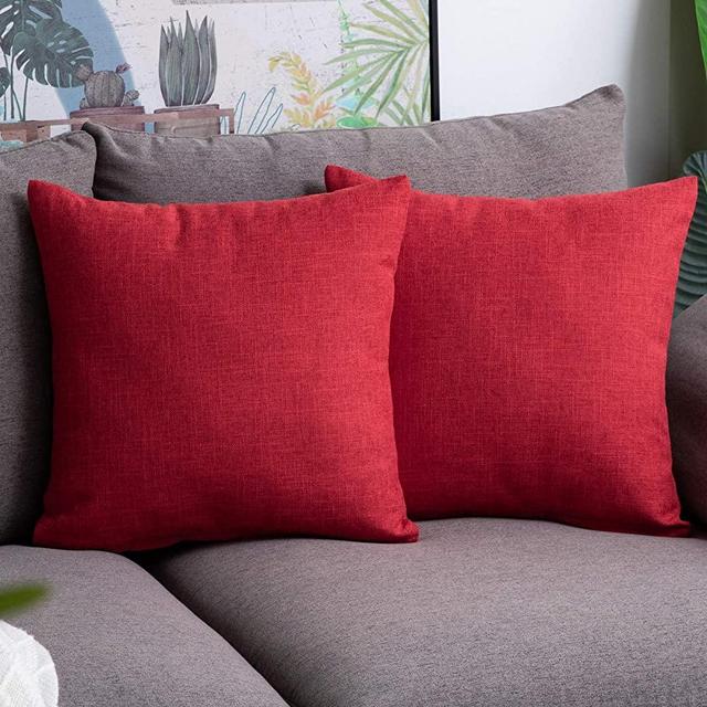 Anickal Red Pillow Covers 24x24 inch for Mother's Decor Set of 2 Farmhouse Rustic Holiday Decorative Throw Pillow Covers Square Cushion Case for Sofa Couch Home Decoration