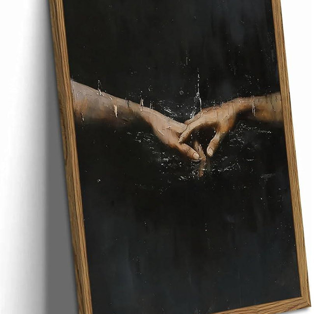 Dark Academia Wall Art, Moody Gothic Wall Decor Vintage Creepy Aesthetic Holding Hands Canvas Artwork for Bedroom Living Room Framed 16x24 inch