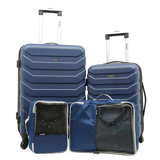 Wrangler 4 Piece Luggage and Packing Cubes Set, Blue