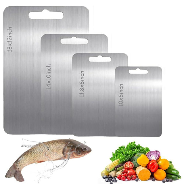 4 PCS Food Grade Cutting Boards Stainless Steel Chopping Boards for Home Kitchen Cooking - Dishwasher Safe Non-Stick Durable and Easy to Clean