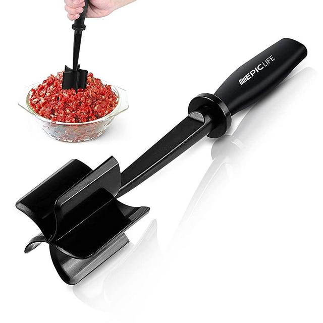 EPIC LIFE Meat/Potato Masher, Multifunctional High Heat Resistant Nylon, Hamburger Chopper Hand Tool, NonStick Cookware Safe, Professional Utensil, Blends, Mashes and Grounds, Mix Chopper
