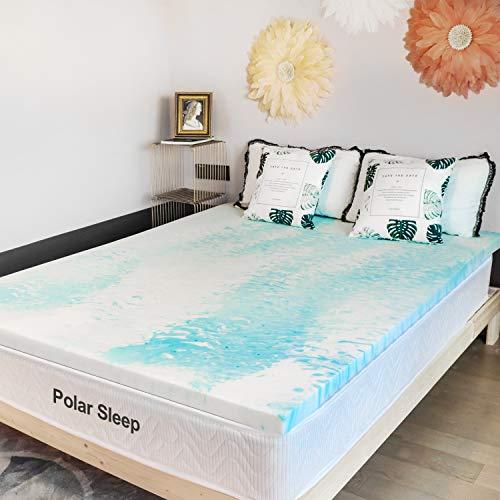 POLAR SLEEP Mattress Topper Queen, 3 Inch Plush Gel Memory Foam Mattress Topper with CertiPUR-US Certified (Queen, 3 inch)