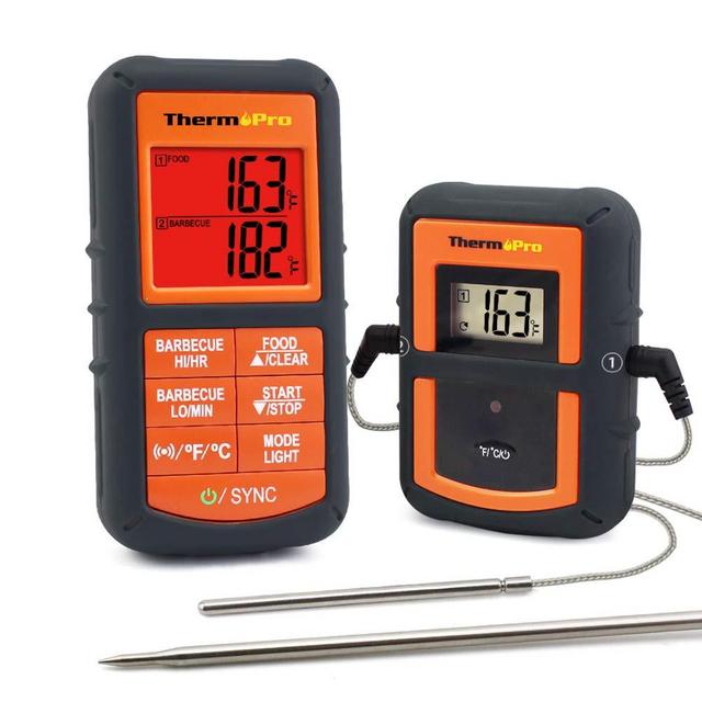 ThermoPro TP-08S Wireless Remote Digital Cooking Meat Thermometer Dual Probe for Grilling Smoker BBQ Food Thermometer - Monitors Food from 300 Feet Away