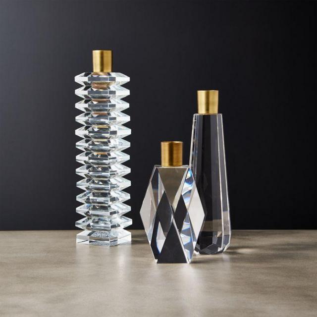 Cosette Crystal Taper Candle Holders Set of 3