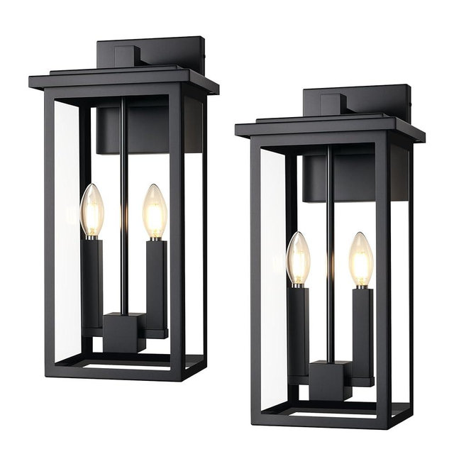 ZSMAIKU Large Modern Exterior Lighting Fixtures Porch Lights Outdoor Sconce Lights Outdoor Wall Lantern Outside Light Fixtures for House,Front Door,Garage Light Wall Mount Waterproof 2 Pcs E12 Base