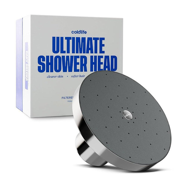 Cold Life Filtered Shower Head for Hard Water - Recommended by Gary Brecka - Wide-Face High-Pressure Shower Head with Filter - Multi-Stage Filtration for Skin & Hair, 99% Chlorine Reduction, Chrome