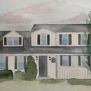 Custom Watercolor Home Portrait