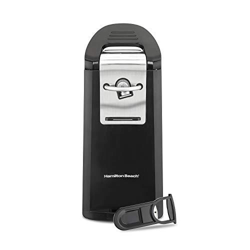 Hamilton Beach Smooth Touch Electric Can Opener with Knife Sharpener and Tool for Bottle Caps, Easy Push Down Lever, Use On Standard and Pop-Top Lids, Black (76608)