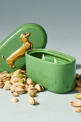 Lucie Dachshund Gourmand Pistachio Ceramic Candle