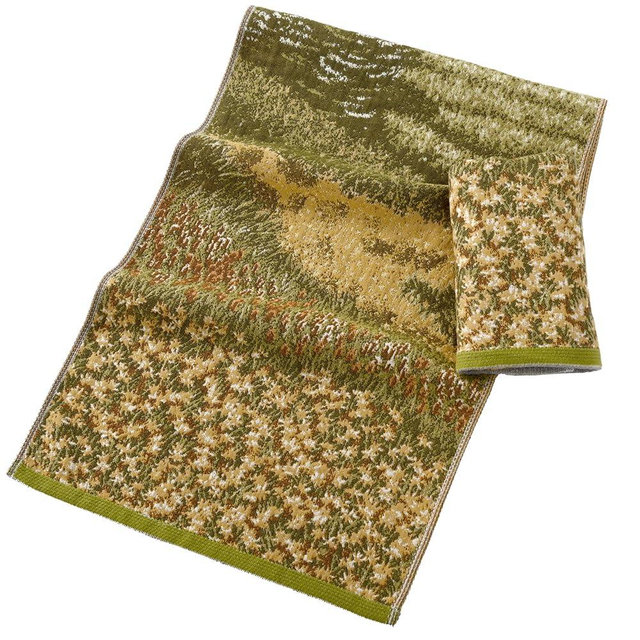 sense gnosis Mountain Meadow Gauze Hand Towels, Set of 2 – Super Soft 100% Cotton, Quick Dry Absorbent Bathroom Towels with Scenic Landscape Pattern, 13 x 29 Inch