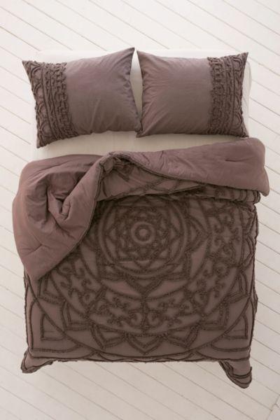 Chloe Tufted Medallion Comforter -Grey