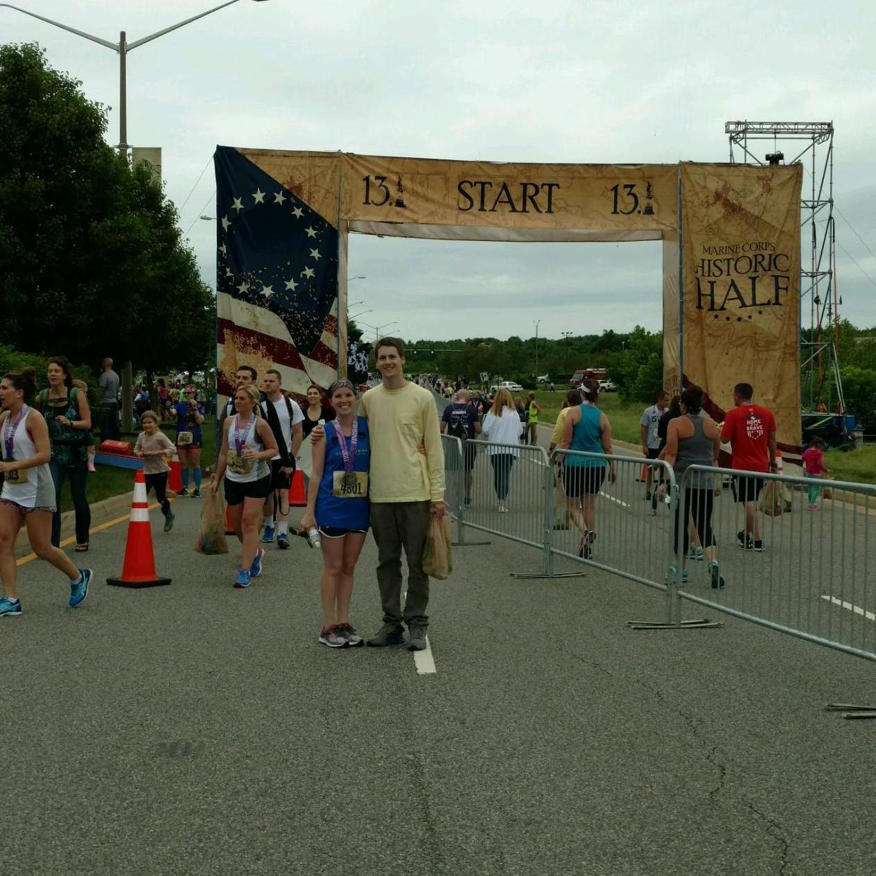 Darren cheering on MacK during her half marathon!