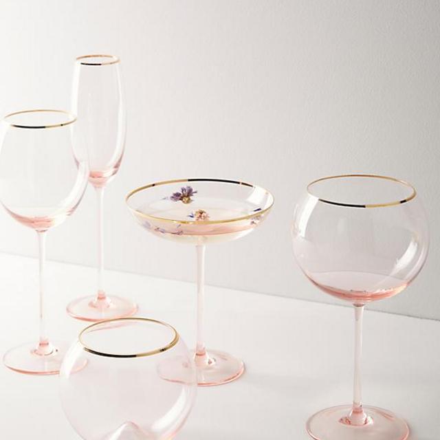 Gilded Rim Stemless Glass
