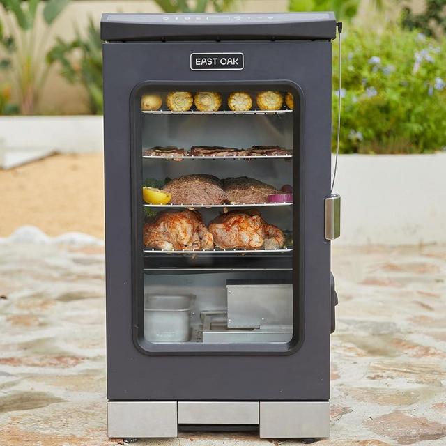 EAST OAK 30" Digital Electric Smoker with Glass Door and Extra Long Constant Smoking, 725 sq inches, 4 Detachable Racks Outdoor Smokers for Party, Home BBQ, Backyard, Night Blue