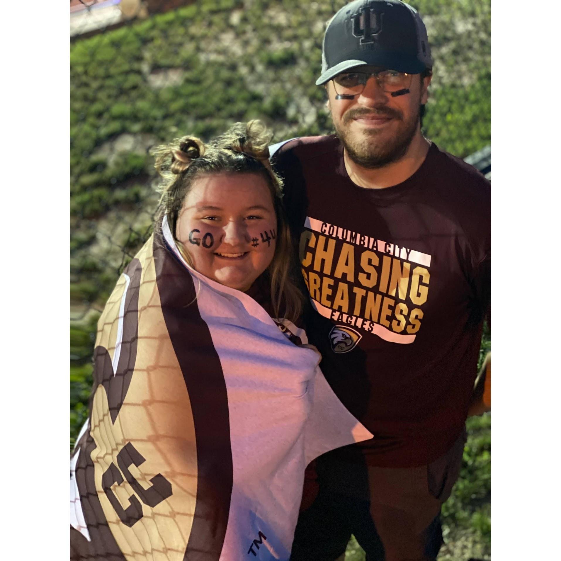 Showing spirit while Ryan wins the homecoming game 2020.