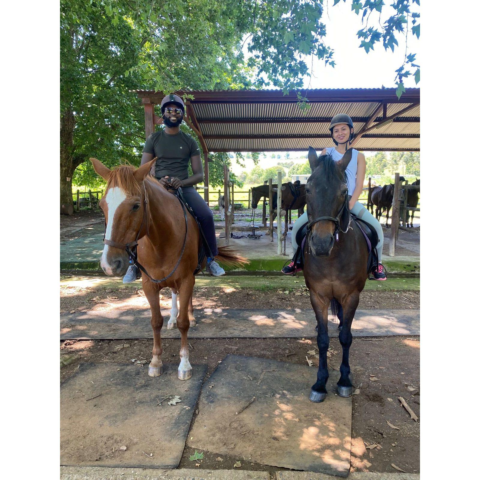 We went on the most beautiful horse ride in the Drakensburg Mountains - second time horse riding (we were pros)