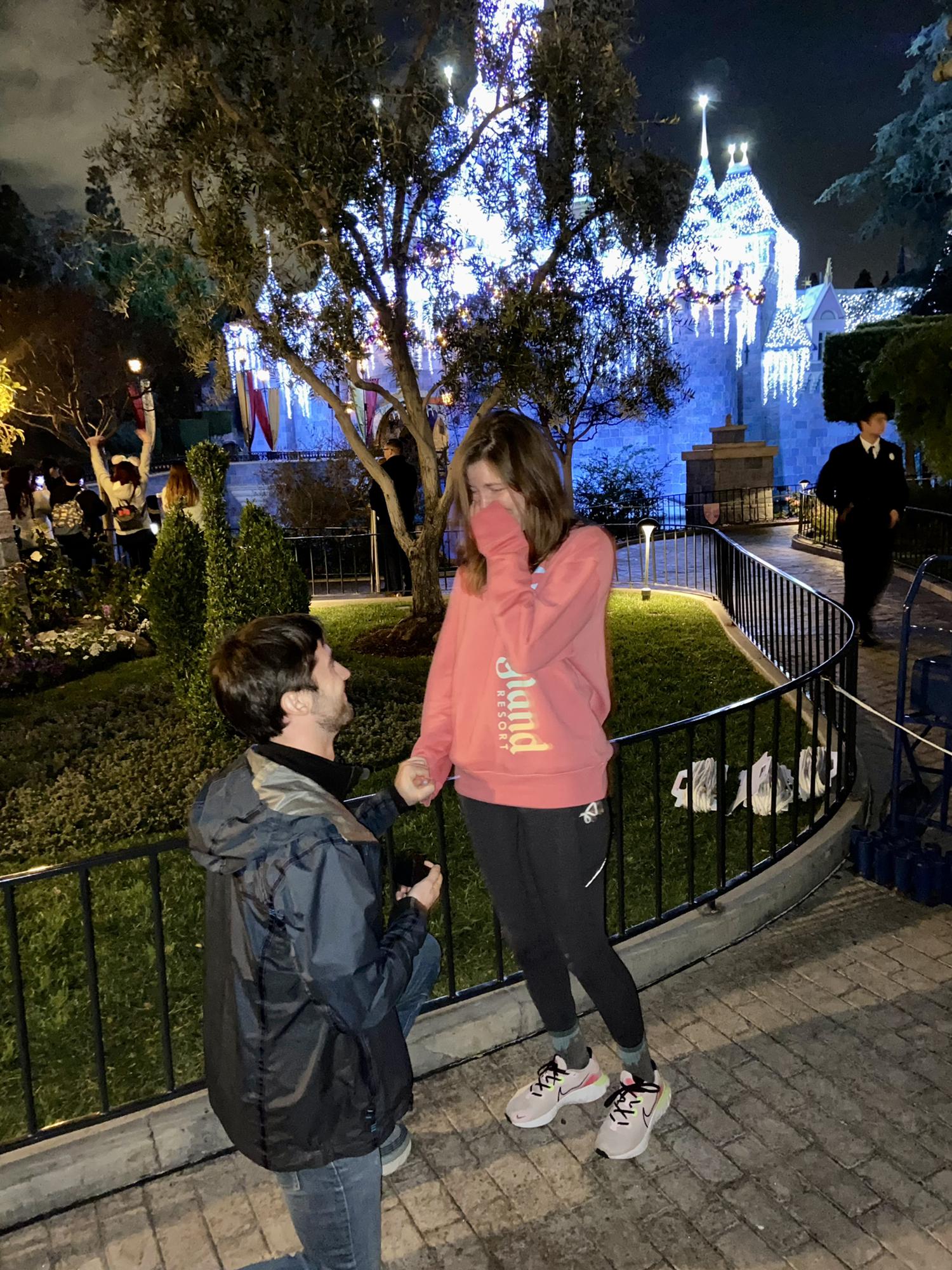 We got engaged 12/31/21 during a family trip to Disneyland. This perfect moment was accompanied by a random child yelling "best day ever!" which really encapsulated the moment and the day itself.