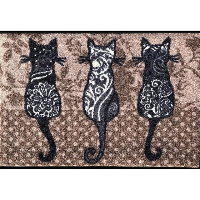 Three Paisley Cats Washable Mat, 20" x 30", Paisley