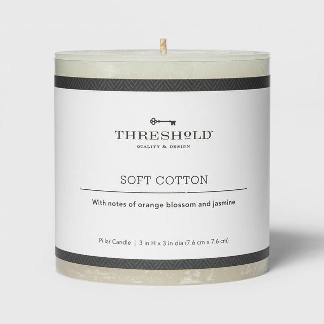 3" x 3" Pillar Candle Soft Cotton White - Threshold™