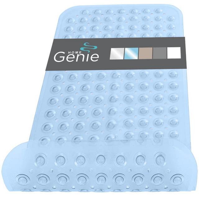 Home Genie Bathtub Mat, Strong Grip Mats for Shower Tub, BPA Free Soft Pebble Texture with Drainage Holes, Bathmats for Inside Showers Floor, Suction Cup Grips Bath Floors, Bathroom, 31x15, Clear Blue