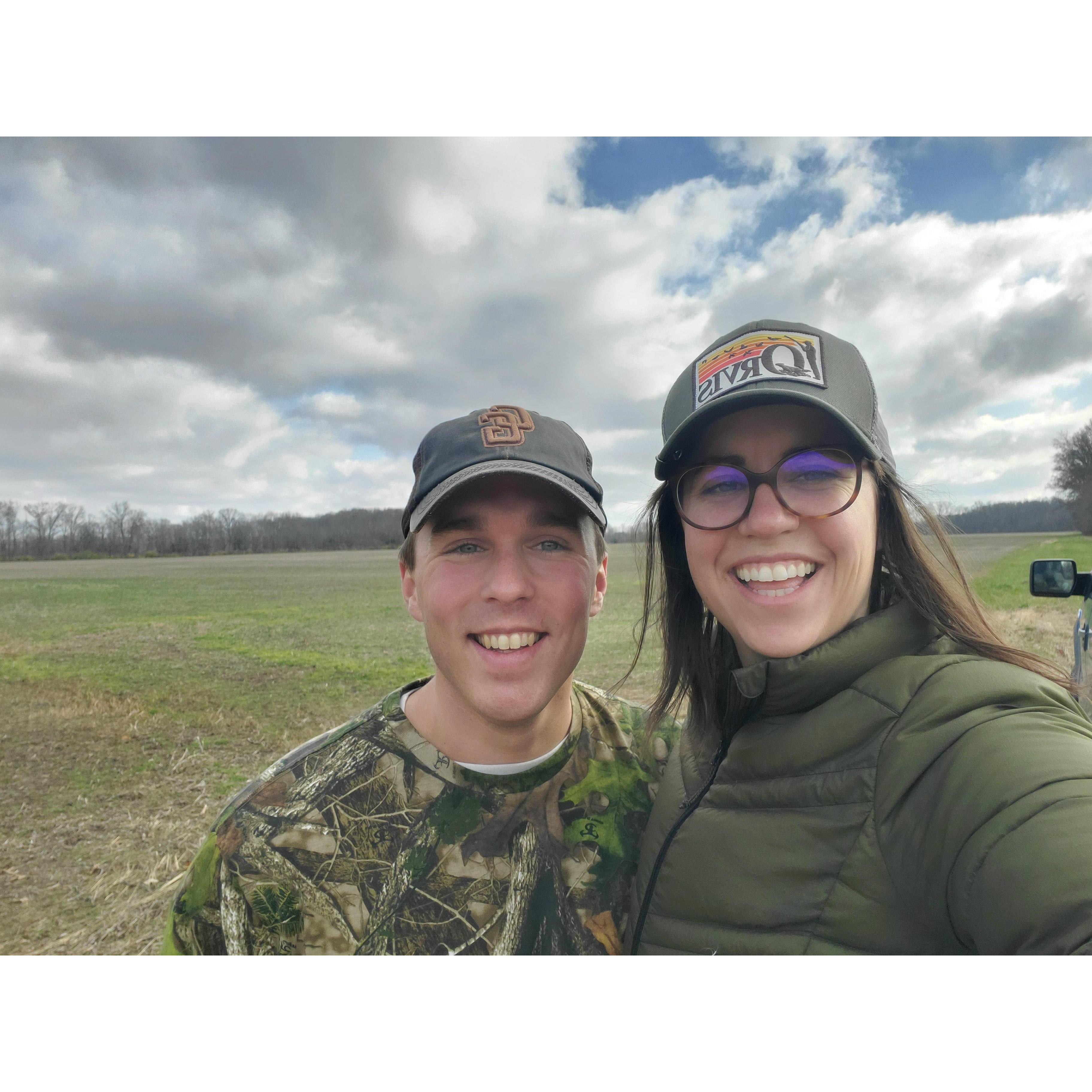 Hunting on Hannah's family farm in Ohio.
