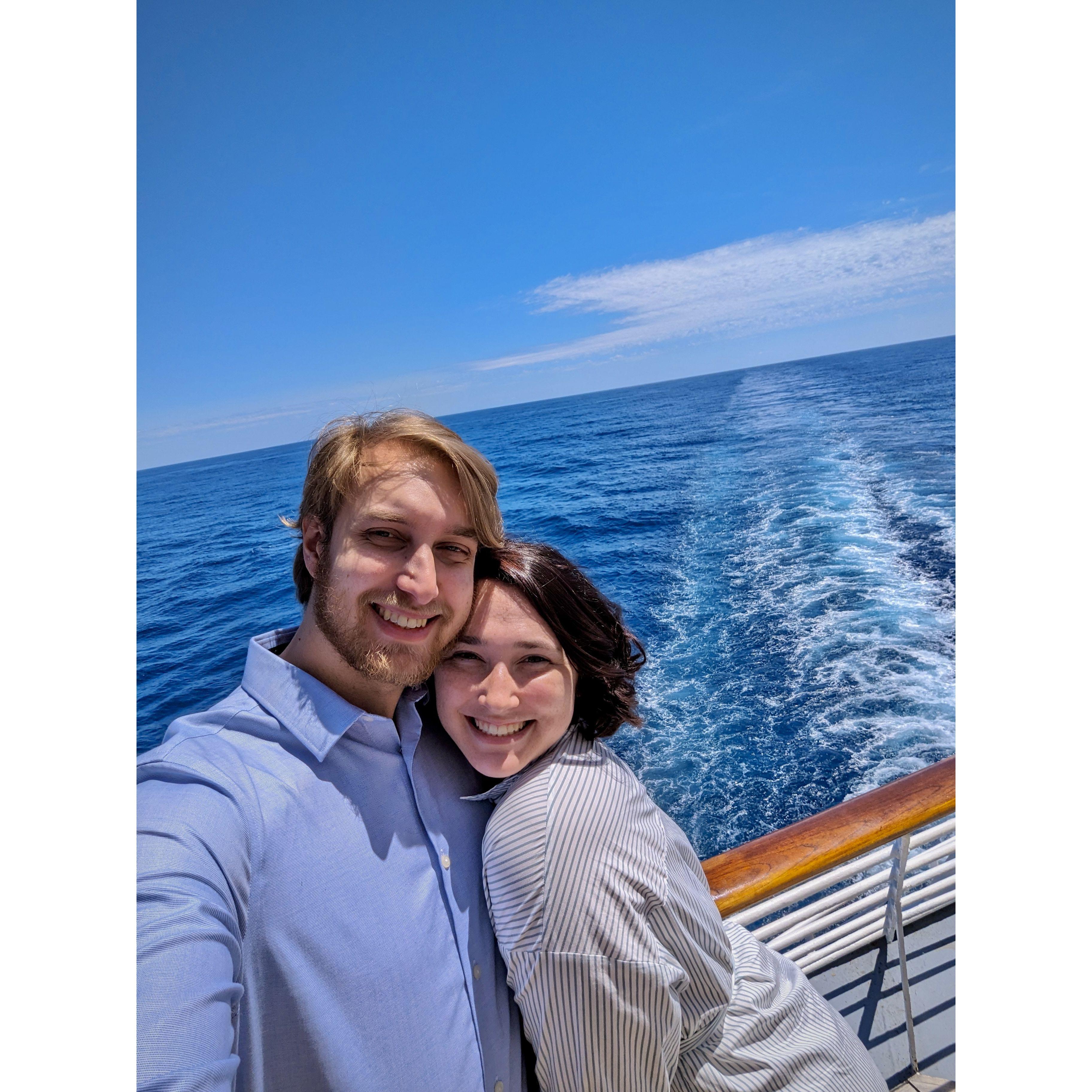 This is us on a cruise we took to Bermuda and the Bahamas with Mahdi's family.
