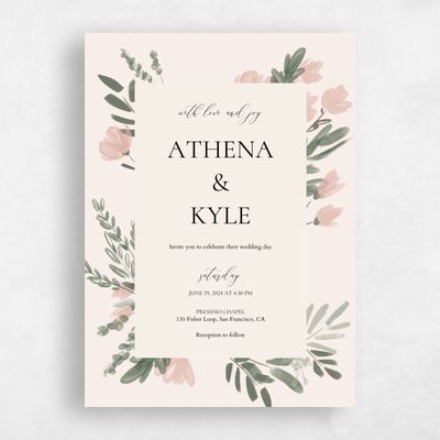 Linen, Beige Wedding Invitation - Oaklyn Portrait