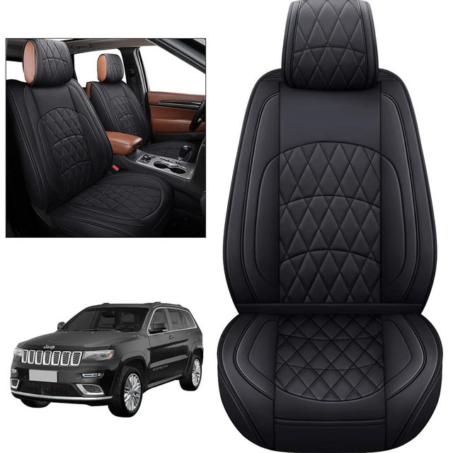 YIERTAI Seat Covers Compatible with Jeep Grand Cherokee 2011-2025 Pickup Truck Laredo Limited Classic Trackhawk Front Seats Airbag Compatiable Waterproof Leather Car Cushion Protectors