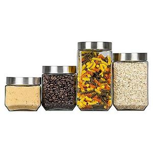 Home Basics® 4-Piece Glass Square Canister Set