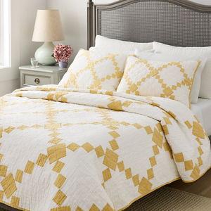 Agnes Linen Quilt - Straw Gold/White, Twin