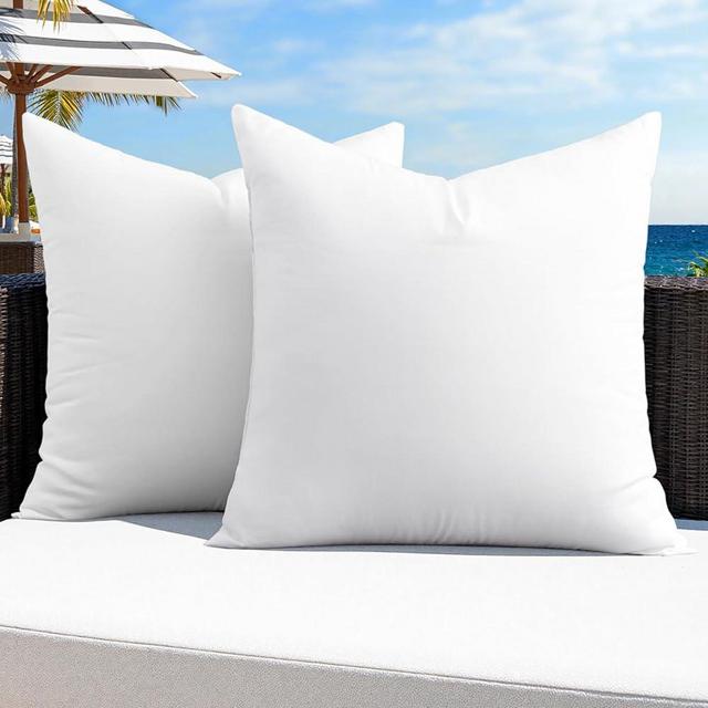 MIULEE Pack of 2 12x12 Outdoor Pillow Inserts, Outdoor Throw Pillows Water-Resistant Decorative Premium Square Pillow Stuffer Sham for Porch Swing Couch Sofa Cushion Patio Furniture.