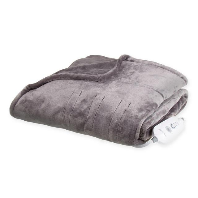 Brookstone® n-a-p® Heated Plush Throw in Grey