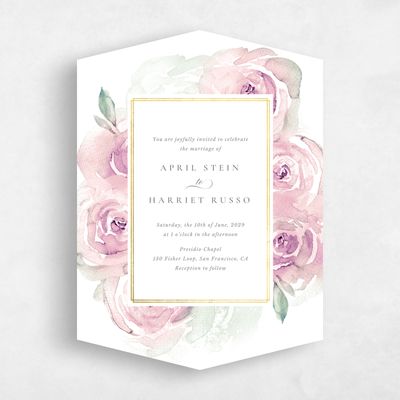 Pink Diamond Wedding Invitation - Roana Portrait Foil