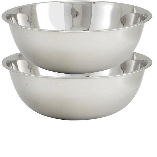 Tiger Chef Heavy Duty Mixing Bowl 30 Quart All-purpose Mixing Bowls for Home and Commercial Use - Best Prep Bowls for cake mixtures, dough’s, salads, pastas, dressings Stainless Steel - 2 Pack