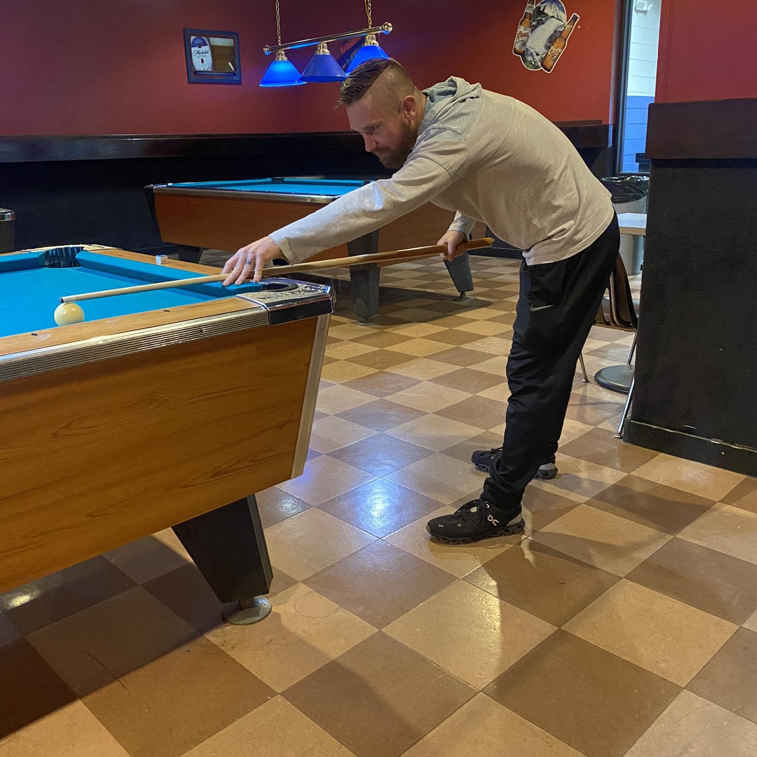 Blake is great at pool.