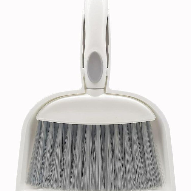 BSMstone Mini Broom and Dustpan Set-Mini Whisk Set for Desk, Housekeeping, Office, Kitchen, Pet Nest, etc,Daily Cleaning Necessity Plastic Mini Dustpan Set (Gray)