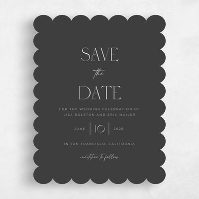 Black Scalloped Wedding Save the Date - Papyrus Portrait