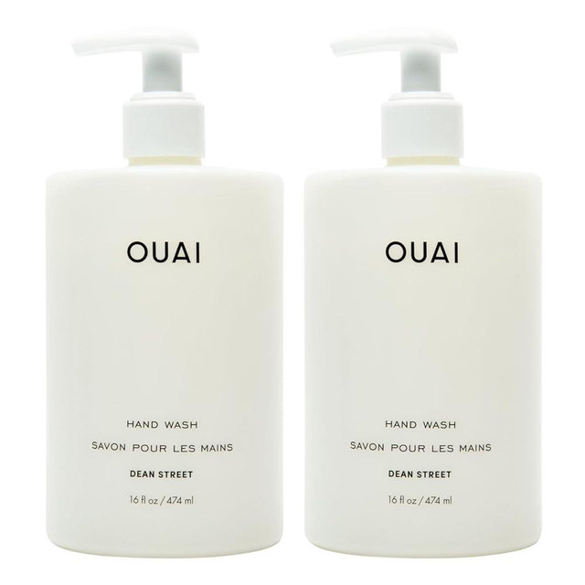 OUAI Hand Wash Full Size - Liquid Hand Soap with Jojoba, Avocado, & Rose Hip Oil for Replenished Skin - Gentle Exfoliating Bathroom + Kitchen Hand Soap - (2 Pack, 16 Fl Oz Each)